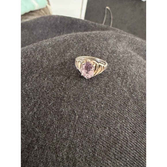 Vintage Sterling Silver Size 5 Amethyst Heart Ring #351 - Picture 1 of 7